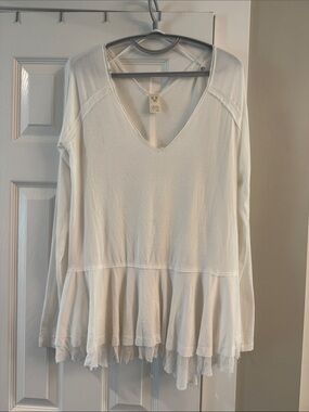 We The Free White V-Neck Layered Peplum Tunic
